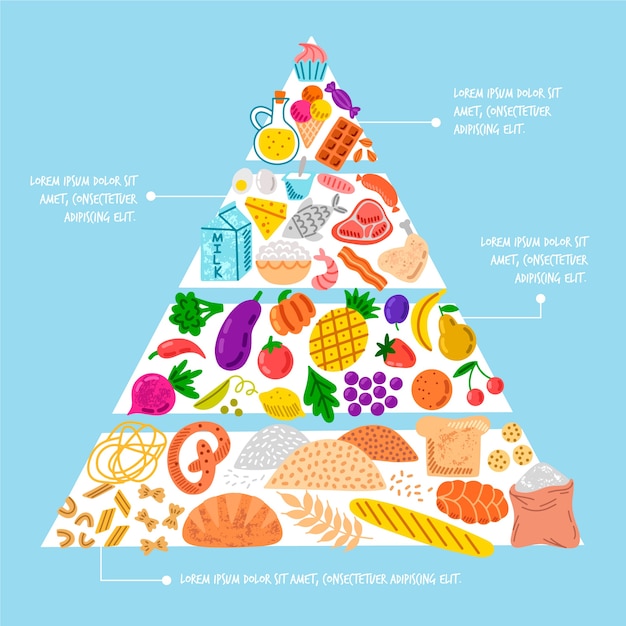 Free Vector | Food pyramid with essentials