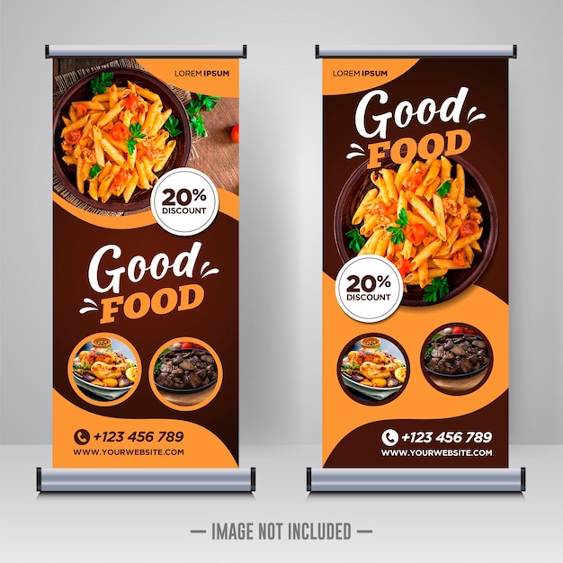 Premium Vector Food and restaurant roll up banner design template