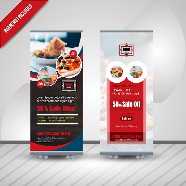 Premium Vector Food roll up banner design for restaurant