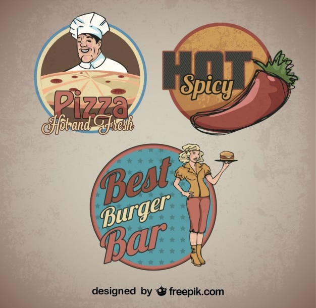 Download Free Food Sticker Retro Logo Templates Free Vector Use our free logo maker to create a logo and build your brand. Put your logo on business cards, promotional products, or your website for brand visibility.
