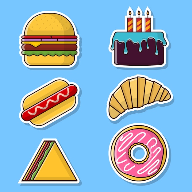 Premium Vector | Food stickers pack