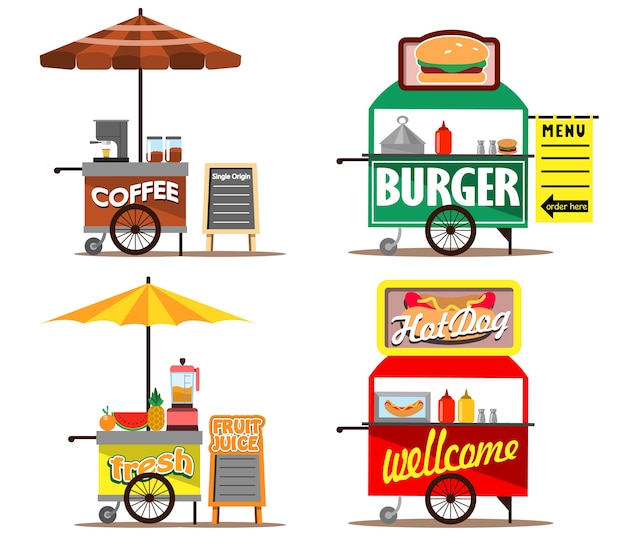 Food street vendors Vector | Premium Download