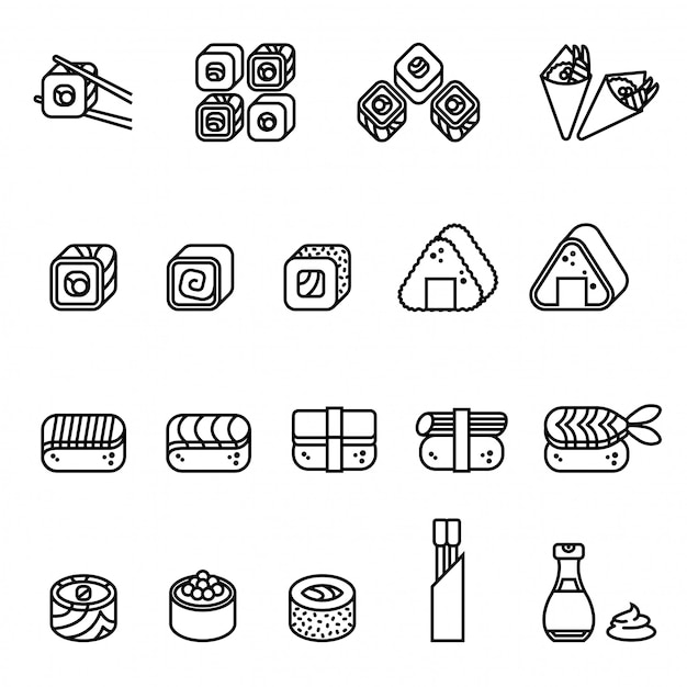 Premium Vector Food Sushi Icons Collection