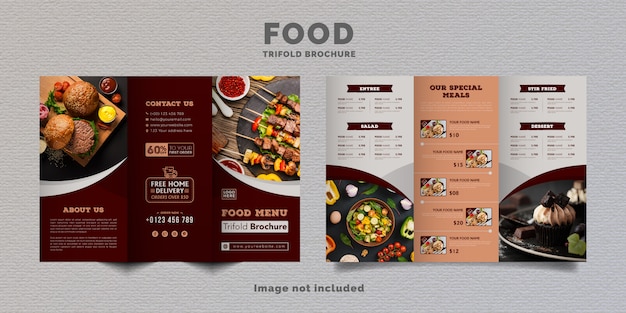 Food trifold brochure menu template. fast food menu brochure for ...