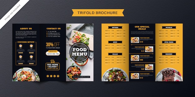 Food trifold brochure template. fast food menu brochure for restaurant ...