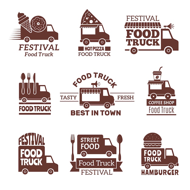 Download Free Food Truck Logo Street Festival Van Fast Catering Outdoor Kitchen Labels And Badges Monochrome Style Premium Vector Use our free logo maker to create a logo and build your brand. Put your logo on business cards, promotional products, or your website for brand visibility.