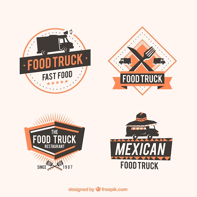 Food Truck Logos With Elegant Style Free Vector