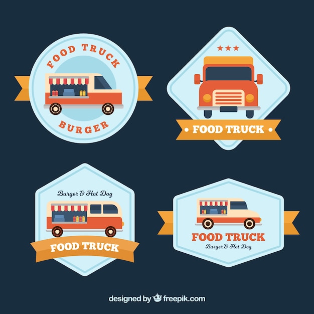 Download Free Download This Free Vector Food Truck Logos With Flat Design Use our free logo maker to create a logo and build your brand. Put your logo on business cards, promotional products, or your website for brand visibility.