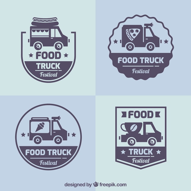 Food truck logos with retro style Vector | Free Download
