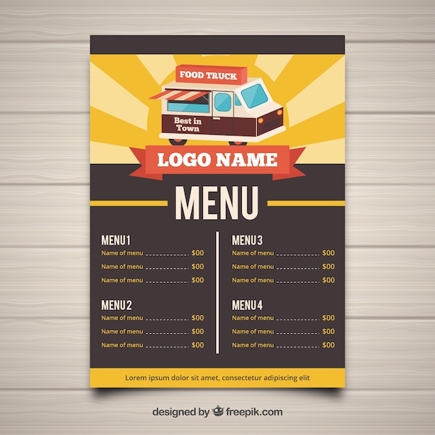 Free Vector | Food truck menu template