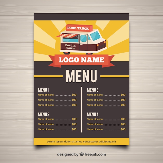 Blank Food Truck Menu Template