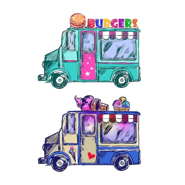 Free Vector | Food truck sketch