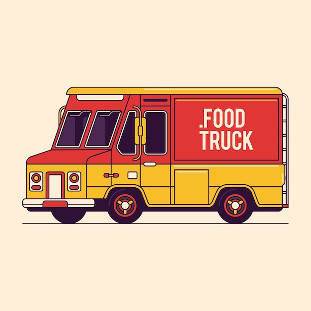 Premium Vector Food truck vector line illustration