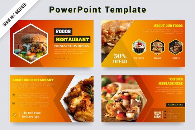 Foods ресторан powerpoint презентация слайдов с фото Premium векторы