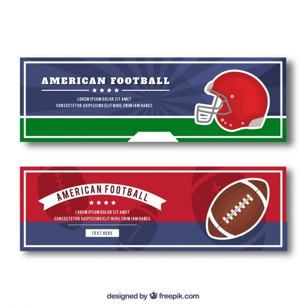 Football banners with helmet and ball