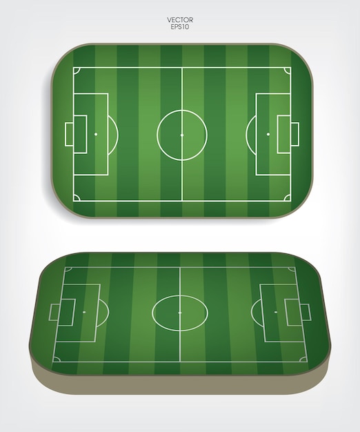 サッカー場またはサッカー場の背景 サッカーゲームを作成するための緑の芝生のコート ベクトルイラスト プレミアムベクター