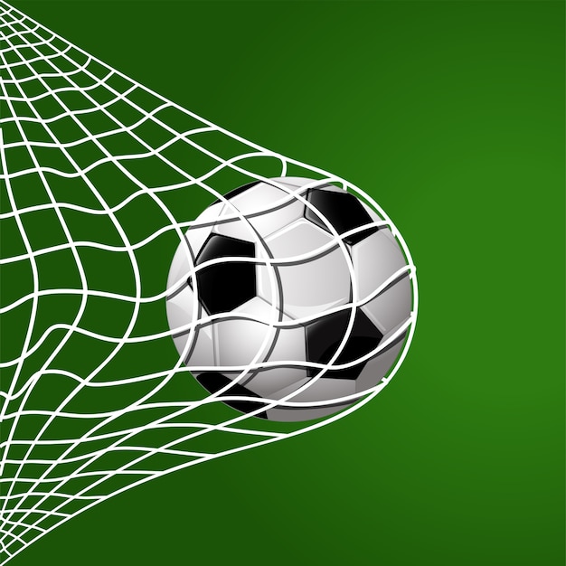 Premium Vector Football Hitting Goal Net On Green Background