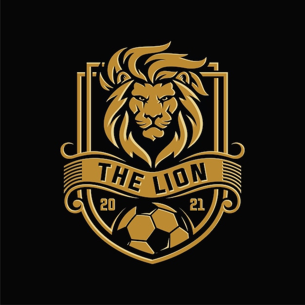Football lion team logo Premium Vector