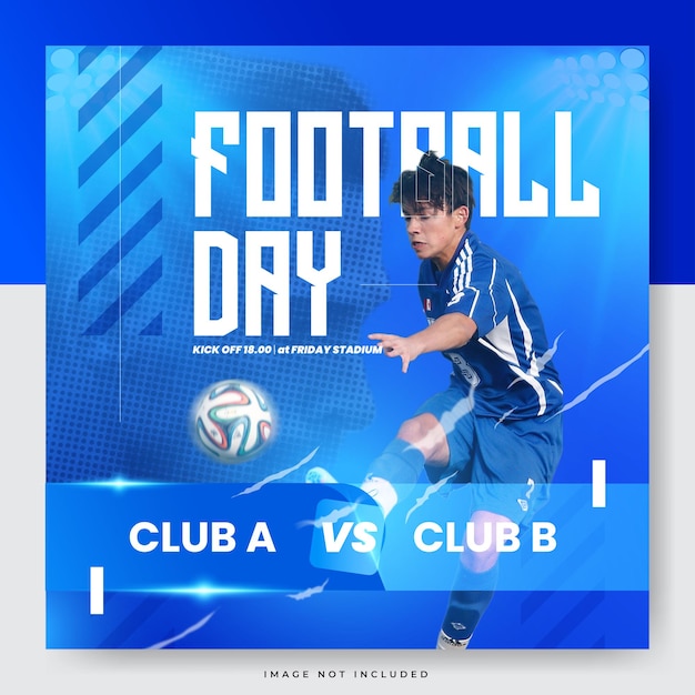  Football match day social media post template Premium Vector