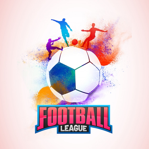 Premium Vector | Football players in action and soccer ball, grungy ...