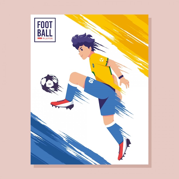 サッカーポスターフラットデザインイラスト プレミアムベクター