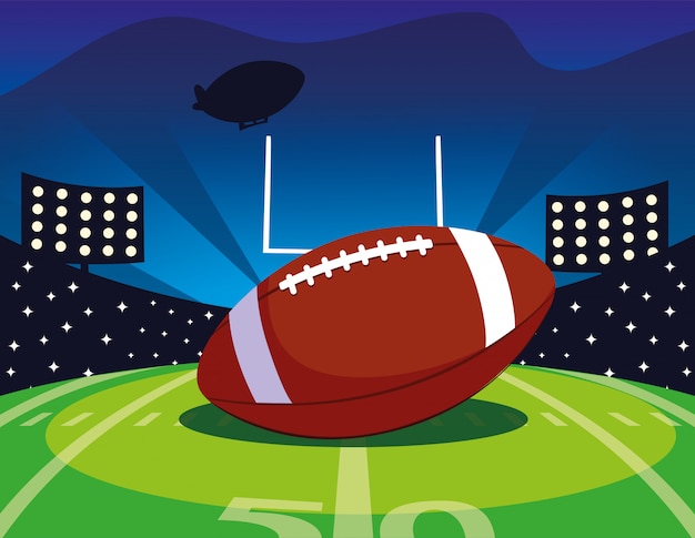 Download Football stadium with ball rugby, super bowl | Premium Vector