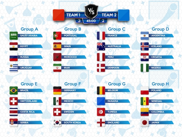 Premium Vector | Football world championship groups