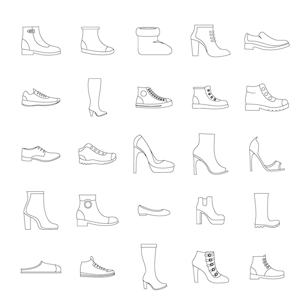 Premium Vector Footwear Shoes Icon Set