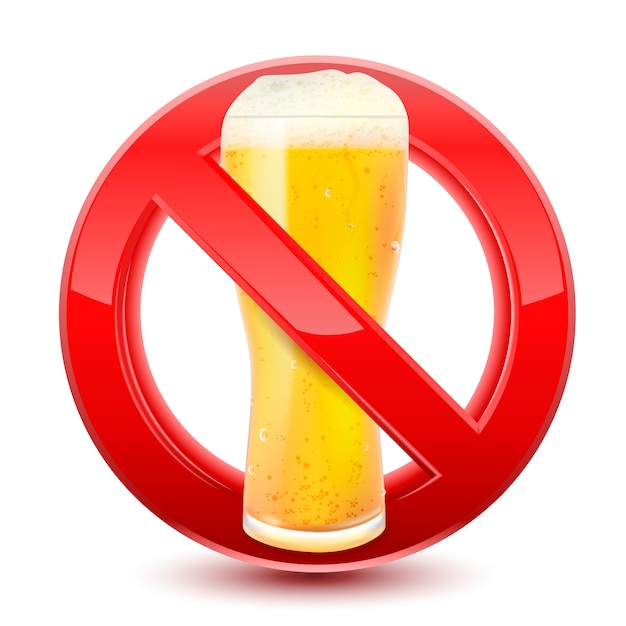 プレミアムベクター 禁酒禁止の赤いビールの看板