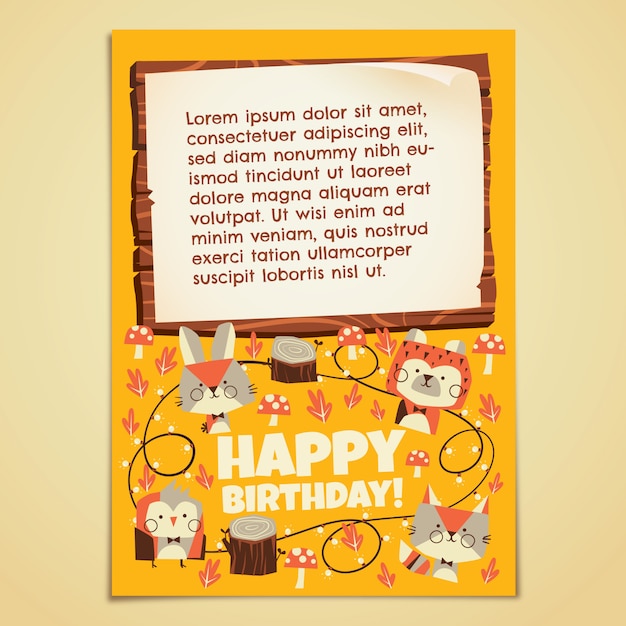 Premium Vector Forest Animals Birthday Card