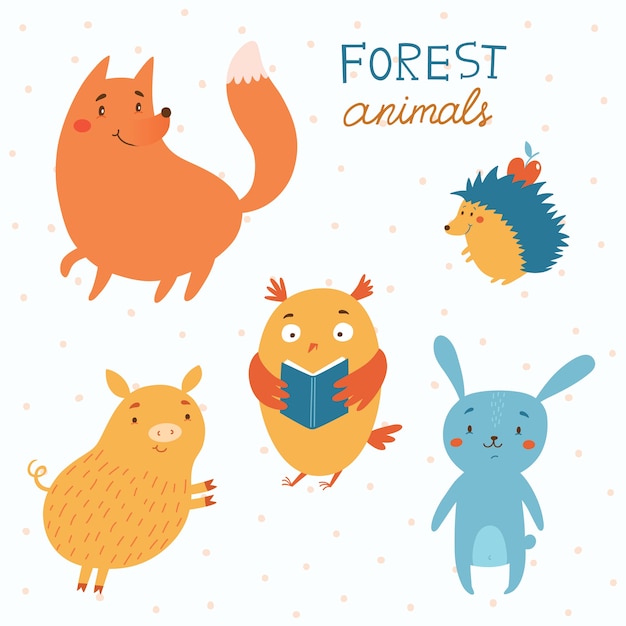 Forest animals vector set | Premium Vector