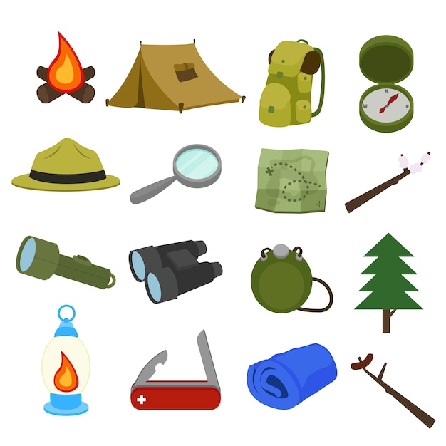 Premium Vector | Forest camping mountain adventure clip art