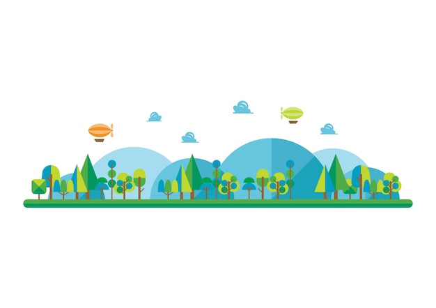 Premium Vector | Forest and landscape in flat style. illustration