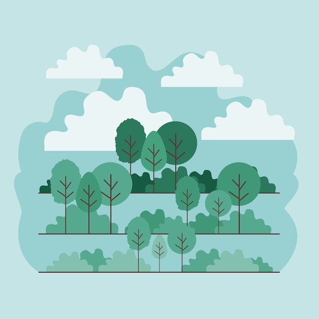Premium Vector | Forest landscape scene icon