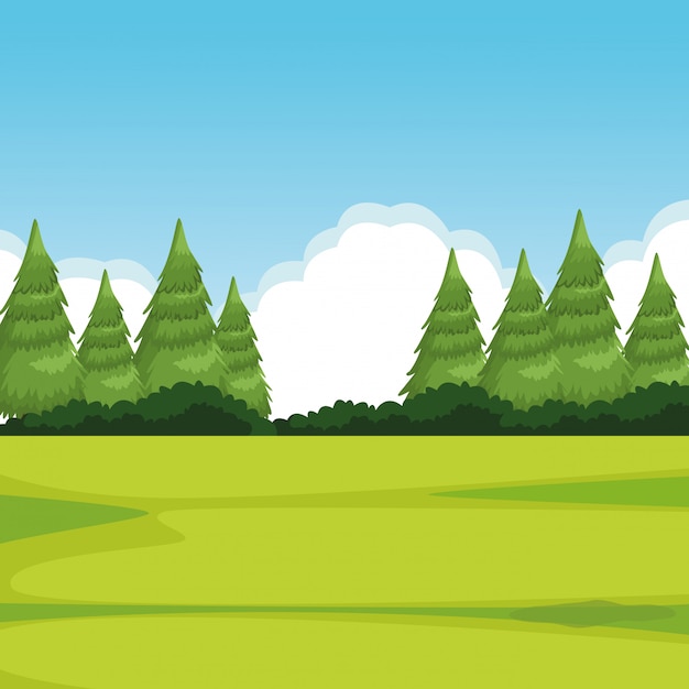 Download Forest landscape with pine Vector | Free Download