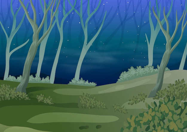 Premium Vector | A Forest At Night Time