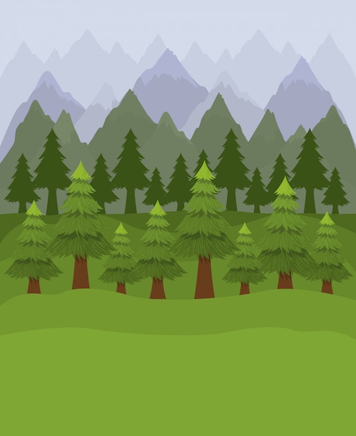 Free Vector | Forest with pine trees