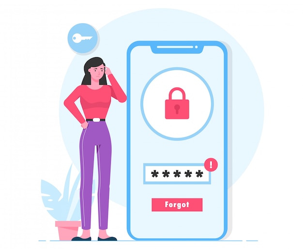 Premium Vector Forgot Password Login Woman Flat Illustration