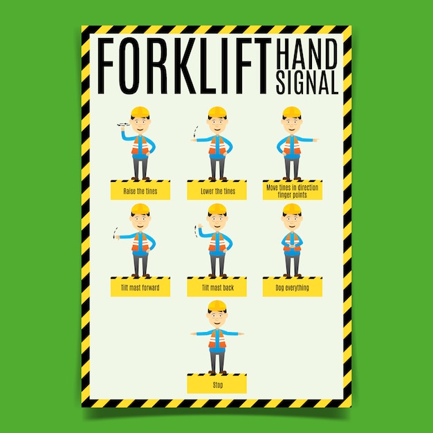 Premium Vector Forklift hand signal poster