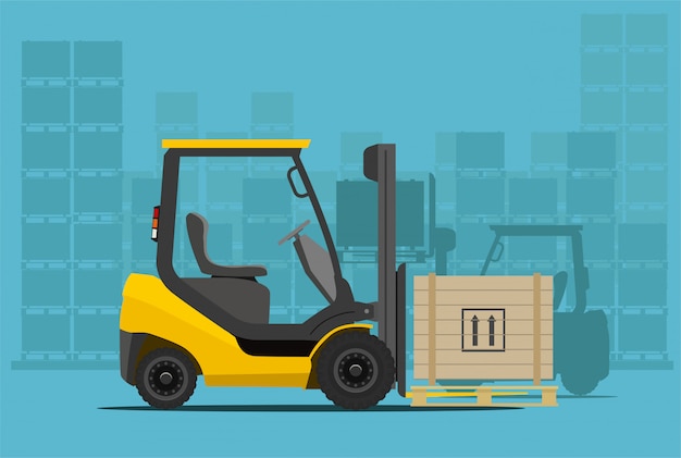 Premium Vector Forklift In Warehouse Styled Illustration