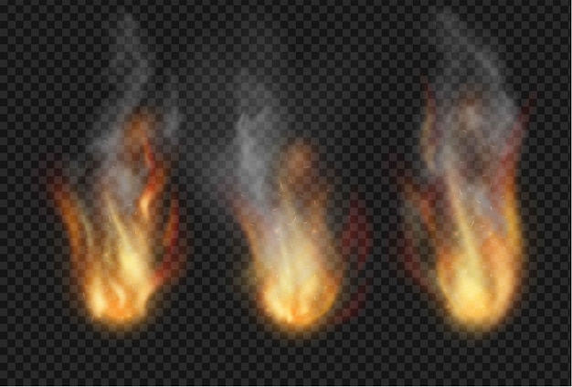 Premium Vector | Forks of flame realistic set. burning collection isolated