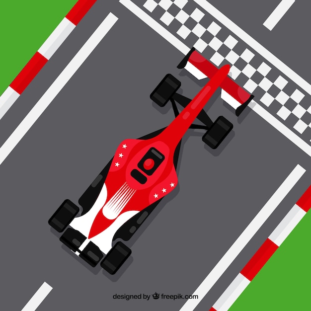 Free Vector | Formula 1 racing car crossing finish line