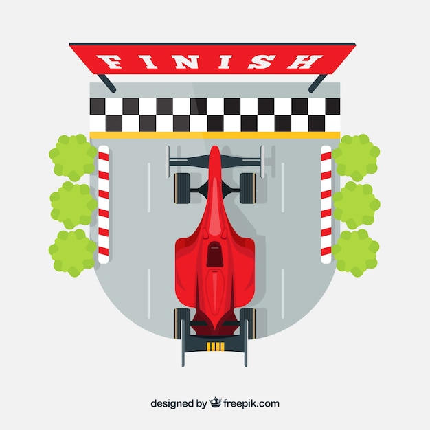 Free Vector | Formula 1 racing car at the finish line with top view