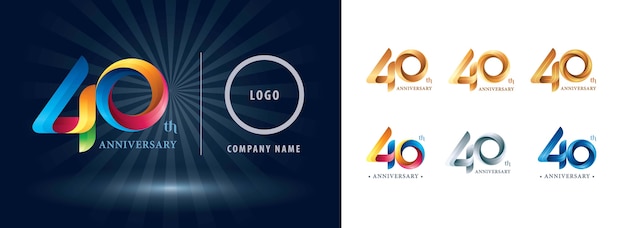 40周年記念周年記念ロゴ ツイストリボンロゴ プレミアムベクター