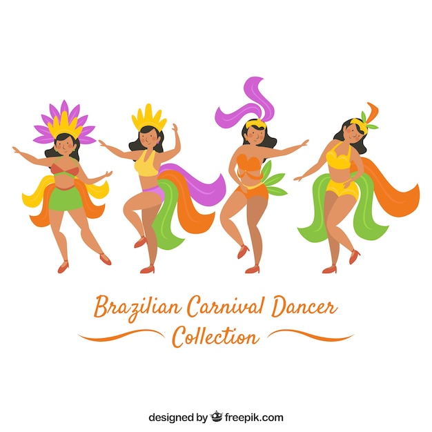Four brazilian carnival dancers