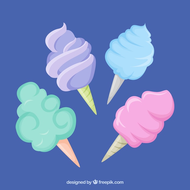 Four delicious cotton candy | Free Vector