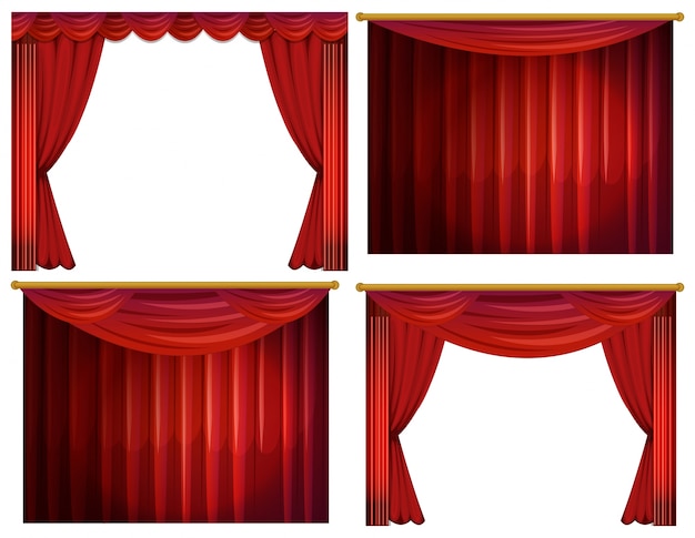 赤いカーテンの4つのデザインイラスト 無料のベクター