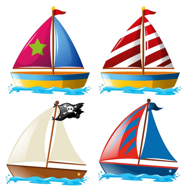 Premium Vector Four Designs Of Sailboats