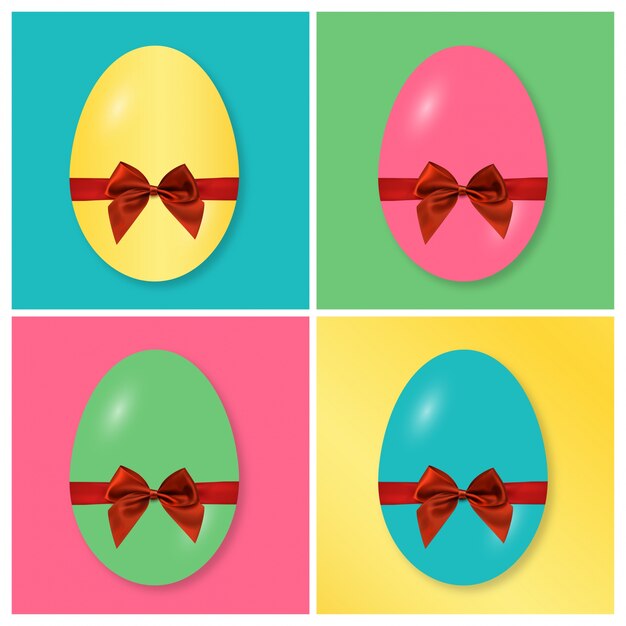 Four easter eggs with different colors