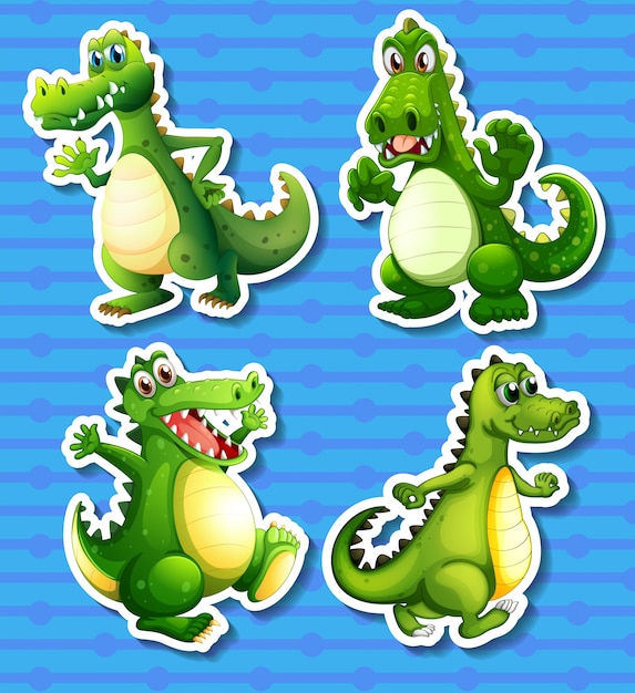 Four green dragon in different positions